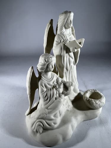 Vintage Christmas Porcelain Angels Choir Figure Singing Harp Wings Candleholder - Thumbnail 13