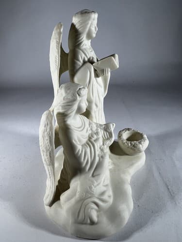Vintage Christmas Porcelain Angels Choir Figure Singing Harp Wings Candleholder - Thumbnail 12