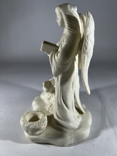 Vintage Christmas Porcelain Angels Choir Figure Singing Harp Wings Candleholder - Thumbnail 4
