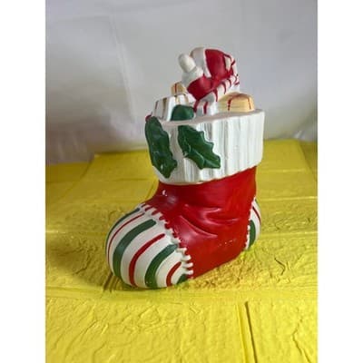 Vintage Ceramic Christmas Stocking Bear Figurine - Thumbnail 3