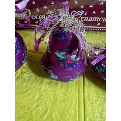 Vintage Victorian Decoupage Christmas Ornaments IOB Purple - Thumbnail 8