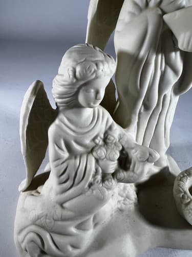 Vintage Christmas Porcelain Angels Choir Figure Singing Harp Wings Candleholder - Thumbnail 16