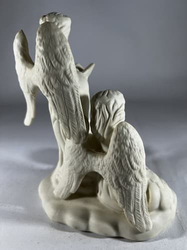Vintage Christmas Porcelain Angels Choir Figure Singing Harp Wings Candleholder - Thumbnail 9