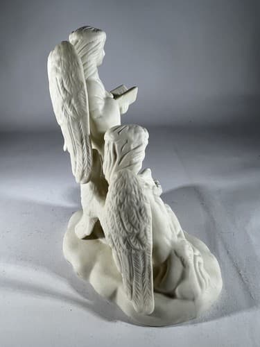 Vintage Christmas Porcelain Angels Choir Figure Singing Harp Wings Candleholder - Thumbnail 10