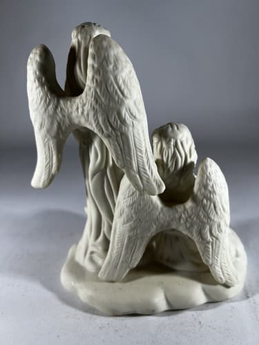 Vintage Christmas Porcelain Angels Choir Figure Singing Harp Wings Candleholder - Thumbnail 8