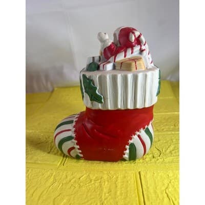 Vintage Ceramic Christmas Stocking Bear Figurine - Thumbnail 2