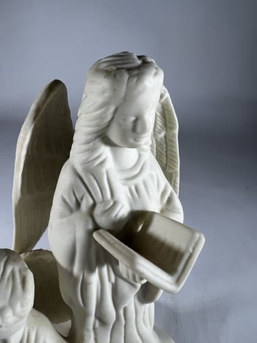 Vintage Christmas Porcelain Angels Choir Figure Singing Harp Wings Candleholder - Thumbnail 15