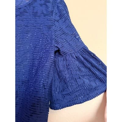 New Directions Women's Relaxed Fit Textured Bell Sleeve Tunic Top Blue M NWT - Thumbnail 7