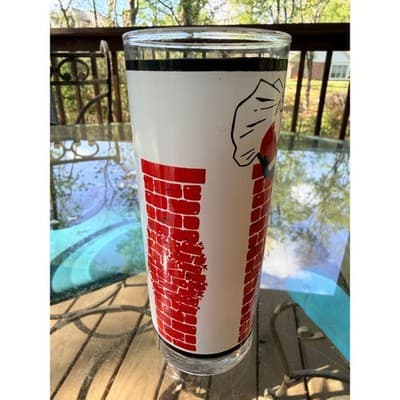 MCM Vintage Santa Chimney Drinking Highball Glass 1950s - Thumbnail 4