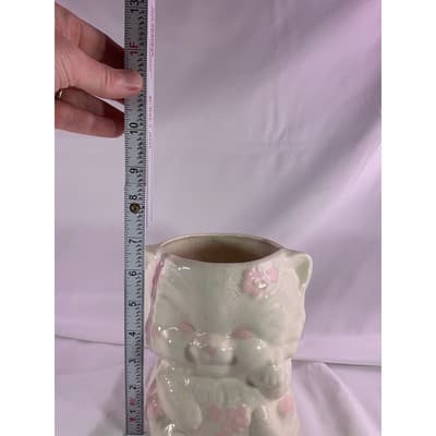Vintage MCM Kitten Cat Ceramic Vase Planter Baby Floral Arrangement 7" White - Thumbnail 10