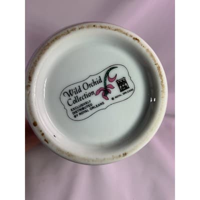 Vintage Wild Orchid Collection By Royal Orleans Floral Vase 10.5" White/Blue - Thumbnail 7