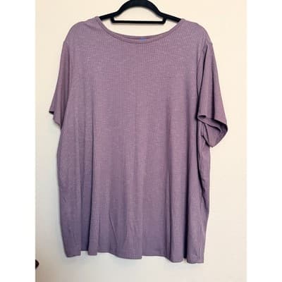 Old Navy Women's Ribbed Knit Crew Neckline Short Sleeve Top Purple Lilac 2X