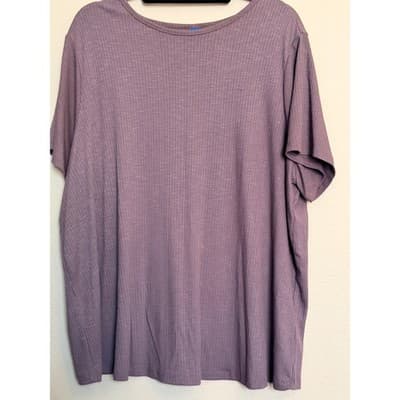 Old Navy Women's Ribbed Knit Crew Neckline Short Sleeve Top Purple Lilac 2X - Thumbnail 2