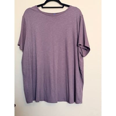 Old Navy Women's Ribbed Knit Crew Neckline Short Sleeve Top Purple Lilac 2X - Thumbnail 4