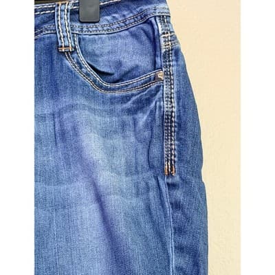 Cello Women's Mid Rise Raw Hem Frayed Cut Off Denim Short Blue Mid Wash 9 - Thumbnail 4