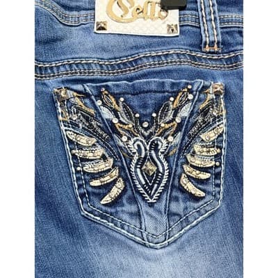 Cello Women's Mid Rise Raw Hem Frayed Cut Off Denim Short Blue Mid Wash 9 - Thumbnail 9