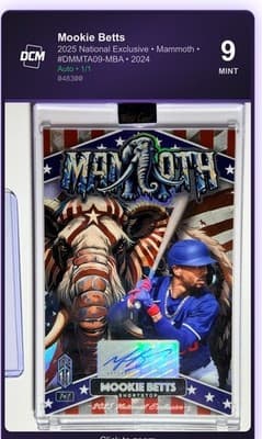 2025 Mookie Betts Autograph Mammouth Jumbo Baseball Card 1/1 Exclusive Grade 9