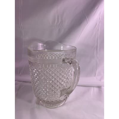 Vintage Crystal Anchor Hocking Miss America Depression Glass Pitcher Diamont Cut - Thumbnail 2
