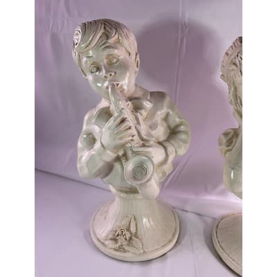 RARE J. Kendrick 1971 Music Statues Pair Universal Statuary Corp Signed Vintage - Thumbnail 3