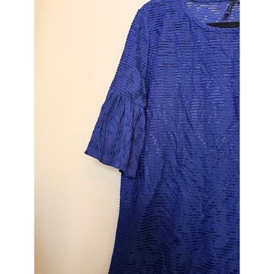 New Directions Women's Relaxed Fit Textured Bell Sleeve Tunic Top Blue M NWT - Thumbnail 8