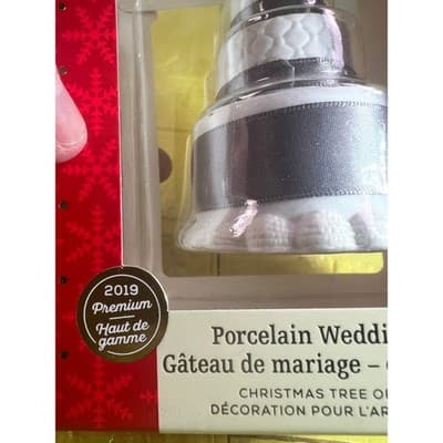 Hallmark Ornament Porcelain Wedding Cake Dated 2019 Premium - Thumbnail 7