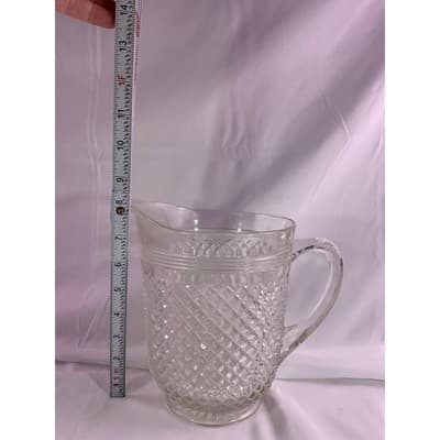 Vintage Crystal Anchor Hocking Miss America Depression Glass Pitcher Diamont Cut - Thumbnail 11