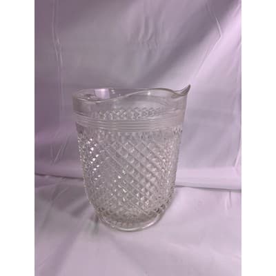 Vintage Crystal Anchor Hocking Miss America Depression Glass Pitcher Diamont Cut - Thumbnail 5