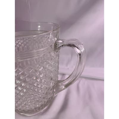 Vintage Crystal Anchor Hocking Miss America Depression Glass Pitcher Diamont Cut - Thumbnail 10
