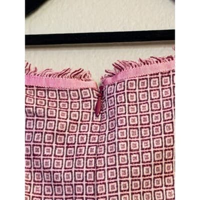 Tocca Women's Square Neckline Cap Sleeves Fringe Trim Details Mini Dress Pink 4 - Thumbnail 20