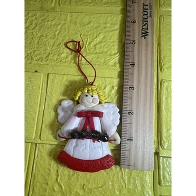 Vintage Polymer Dough Angel Christmas Ornament - Thumbnail 4