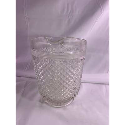 Vintage Crystal Anchor Hocking Miss America Depression Glass Pitcher Diamont Cut - Thumbnail 6