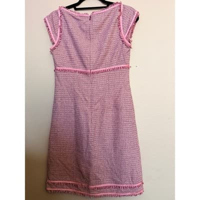 Tocca Women's Square Neckline Cap Sleeves Fringe Trim Details Mini Dress Pink 4 - Thumbnail 17