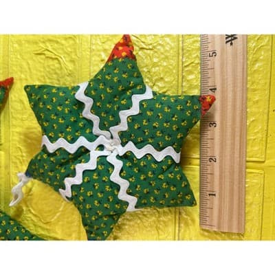Vintage Christmas Hand Sewn Cloth Fabric Stuffed Star Ornaments Tree Set 11 Rare - Thumbnail 8