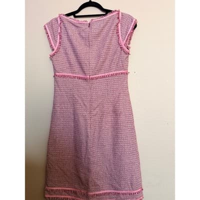 Tocca Women's Square Neckline Cap Sleeves Fringe Trim Details Mini Dress Pink 4 - Thumbnail 19