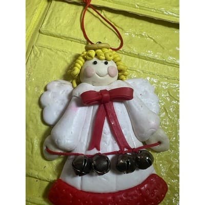 Vintage Polymer Dough Angel Christmas Ornament - Thumbnail 3
