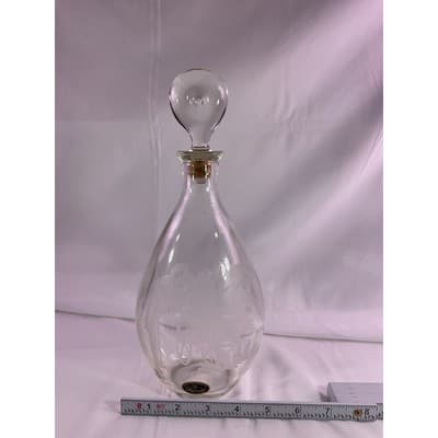 Vintage I.W. Harper Glass Decanter With Cork Lid Hand Carved By Hewitt 11" Tall - Thumbnail 20