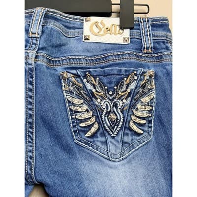 Cello Women's Mid Rise Raw Hem Frayed Cut Off Denim Short Blue Mid Wash 9 - Thumbnail 8