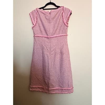 Tocca Women's Square Neckline Cap Sleeves Fringe Trim Details Mini Dress Pink 4 - Thumbnail 14