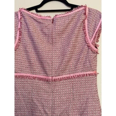 Tocca Women's Square Neckline Cap Sleeves Fringe Trim Details Mini Dress Pink 4 - Thumbnail 13