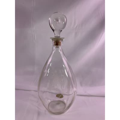 Vintage I.W. Harper Glass Decanter With Cork Lid Hand Carved By Hewitt 11" Tall - Thumbnail 5