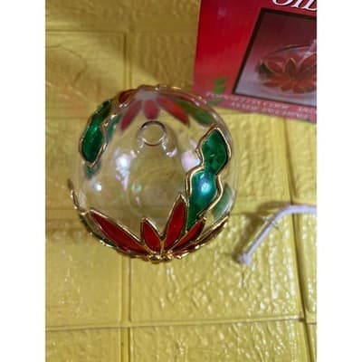 Vintage Mercury Glass Oil Lamp MCM Poinsettia IOB NEW RARE - Thumbnail 9