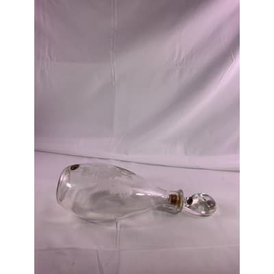 Vintage I.W. Harper Glass Decanter With Cork Lid Hand Carved By Hewitt 11" Tall - Thumbnail 12