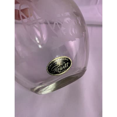 Vintage I.W. Harper Glass Decanter With Cork Lid Hand Carved By Hewitt 11" Tall - Thumbnail 8