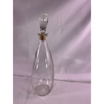 Vintage I.W. Harper Glass Decanter With Cork Lid Hand Carved By Hewitt 11" Tall - Thumbnail 6