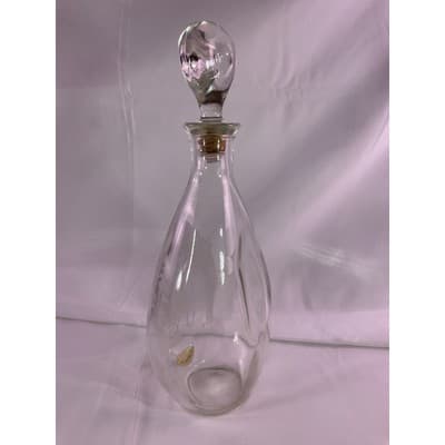 Vintage I.W. Harper Glass Decanter With Cork Lid Hand Carved By Hewitt 11" Tall - Thumbnail 4
