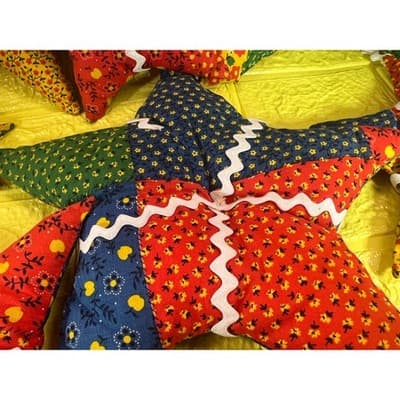 Vintage Christmas Hand Sewn Cloth Fabric Stuffed Star Ornaments Tree Set 11 Rare - Thumbnail 18
