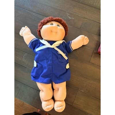 Vintage 1982 Cabbage Patch Kids Doll Boy Blue Outfit Signed Original Soft Toy - Thumbnail 3
