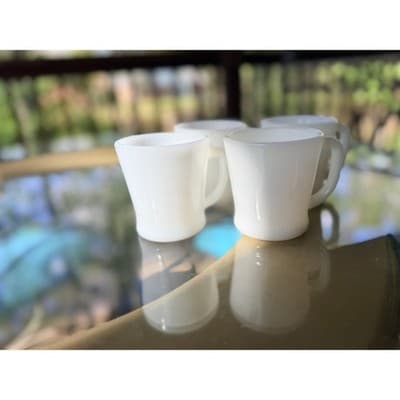 Vintage Fire King White Milk Glass D-Handle Mugs Set of 4 Anchor Hocking - Thumbnail 5