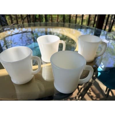 Vintage Fire King White Milk Glass D-Handle Mugs Set of 4 Anchor Hocking - Thumbnail 18
