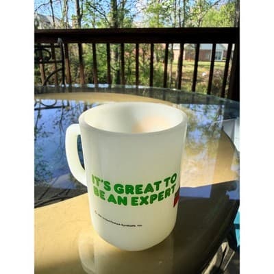 Vintage Fire King Anchor Hocking Snoopy Flying Ace Milk Glass Mug Schulz RARE - Thumbnail 4